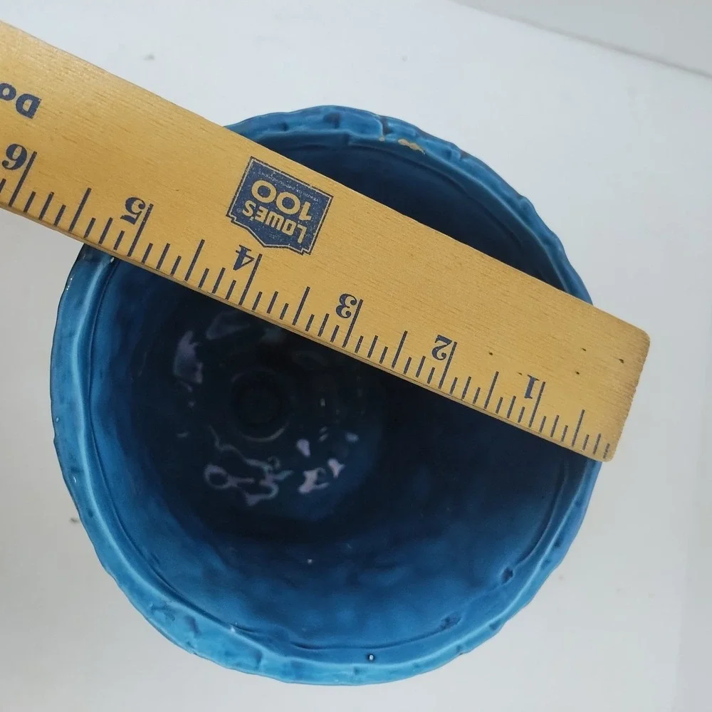 Inarco Blue Vase Textured Goblet Shape Planter Vintage 8x5.5 Japan E-2461